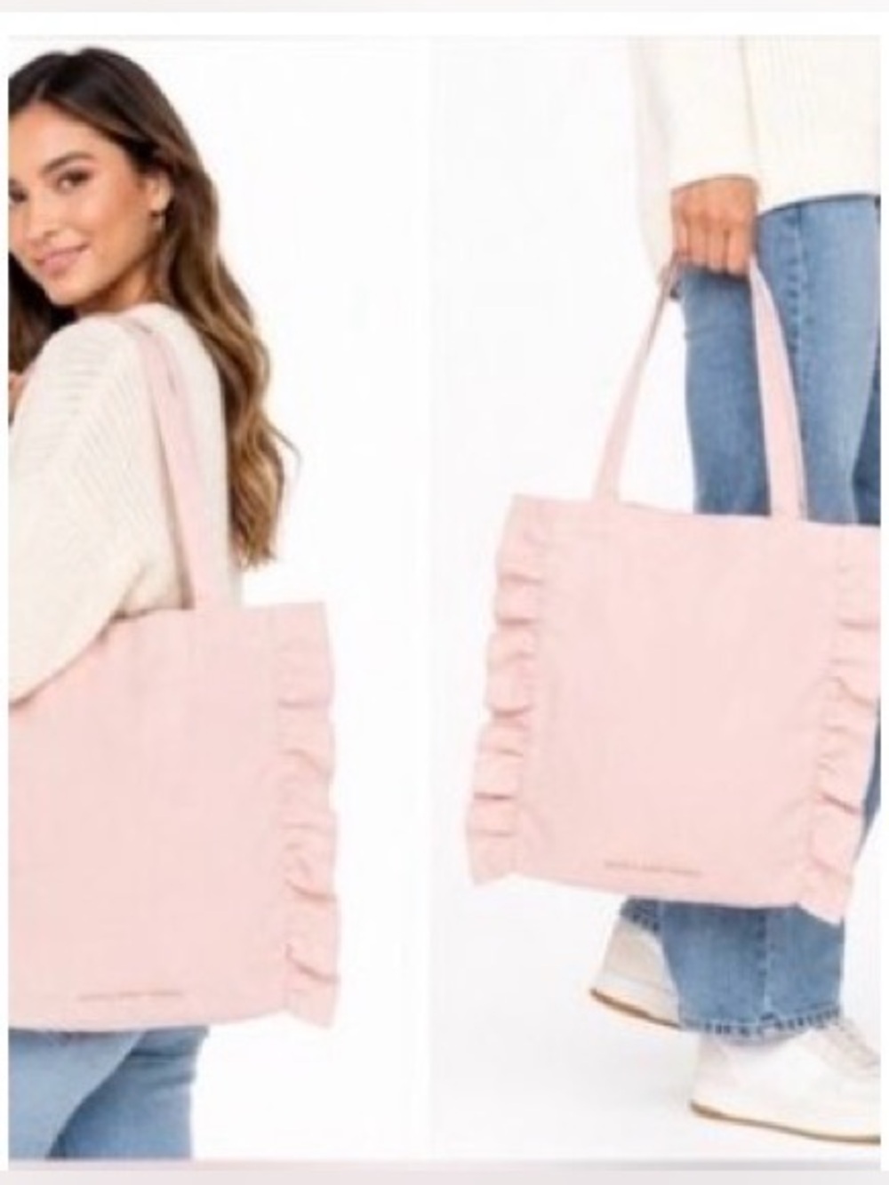 Bath & Body Works Light Pink Ruffle Canvas Tote